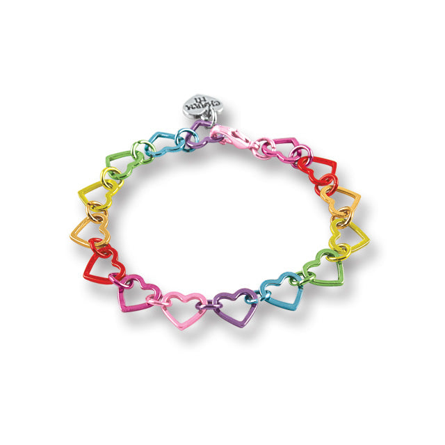 Charm It! Rainbow Heart Link Bracelet