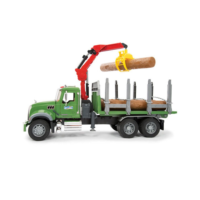 Bruder MACK Granite Timber Truck with Loading Crane and 3 Trunks