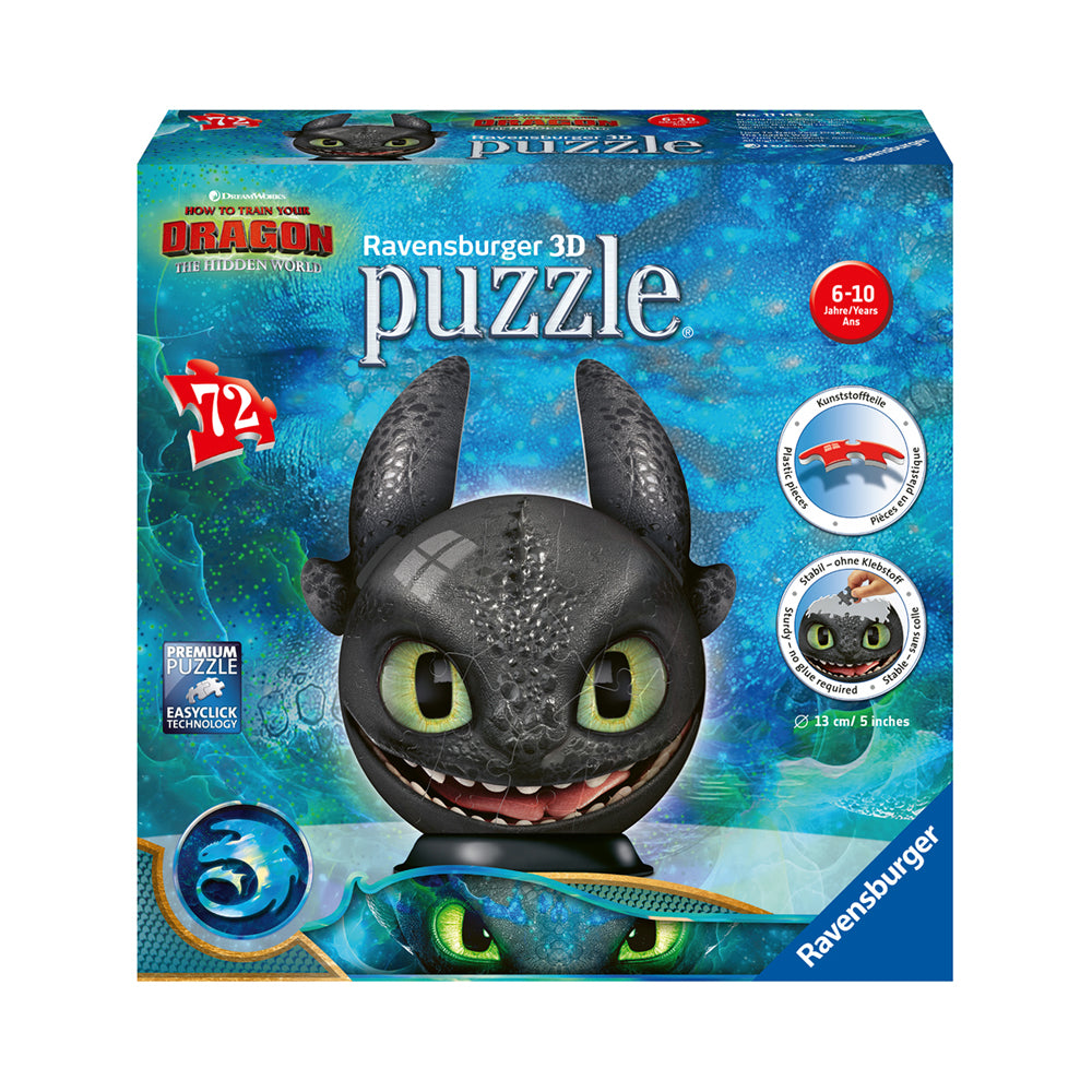 Ravensburger Jigsaw - 3D Puzzle - How To Train Your Dragon, Toothless With  Ears, 72 Pieces - Playpolis