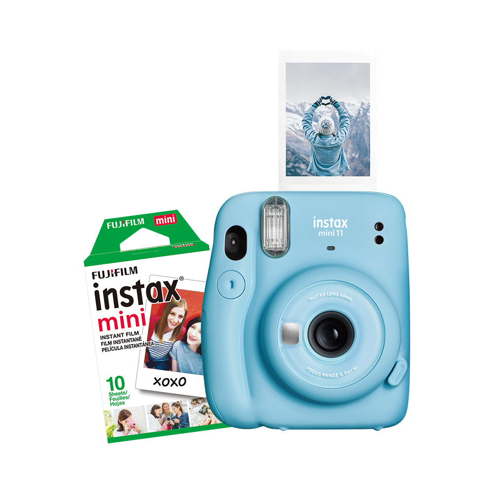Fujifilm Instax Mini 11 Sky Blue Camera with 10 Pack of Film