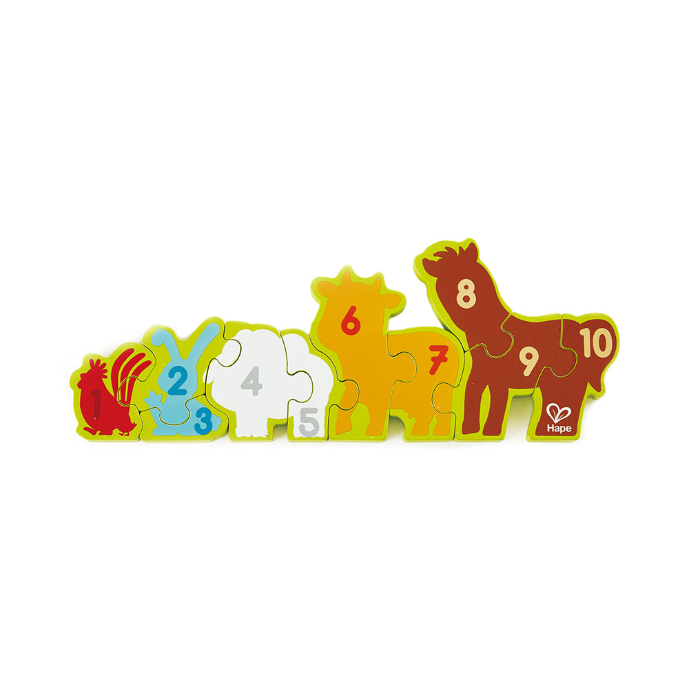 Hape Numbers & Farm Animals Wooden Puzzle