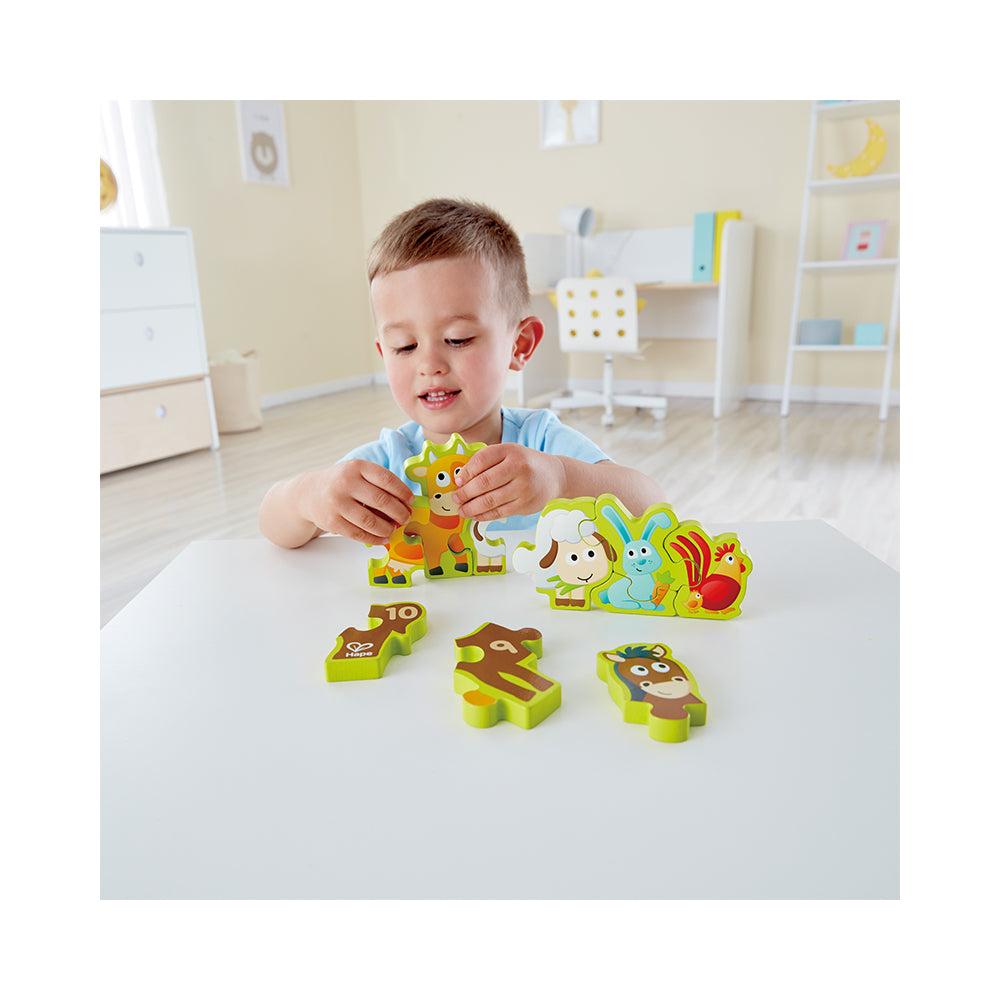 Hape Numbers & Farm Animals Wooden Puzzle