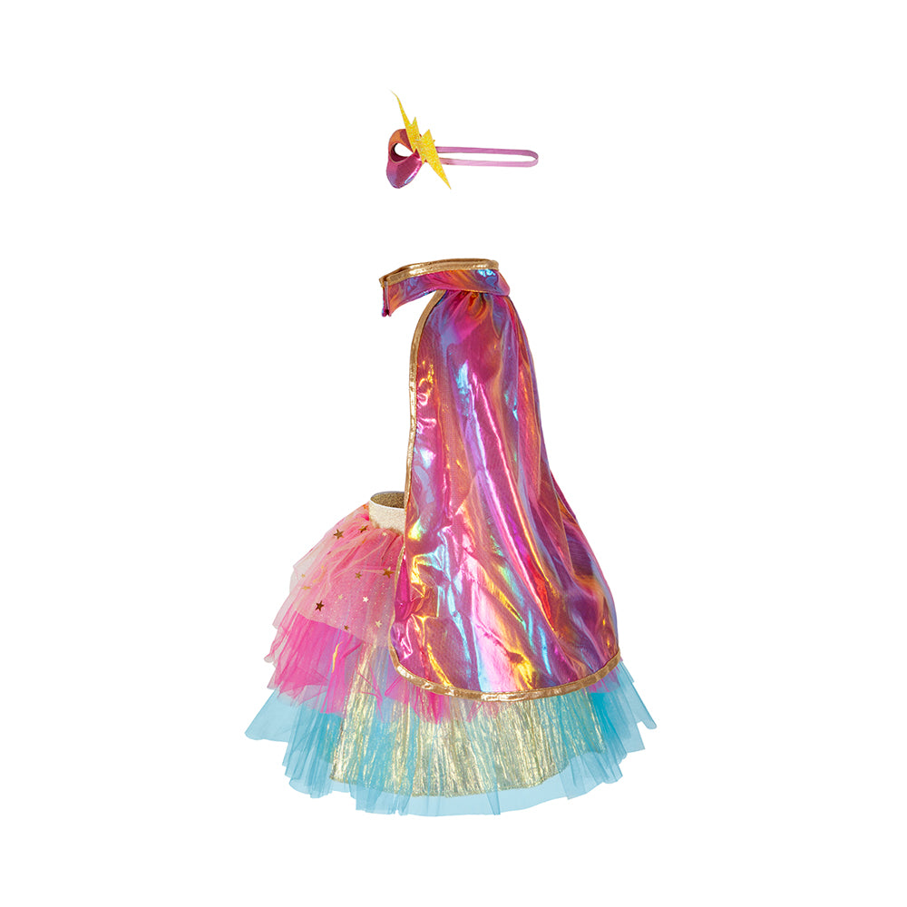 Great Pretenders Pink/Gold Super-Duper Tutu, Cape and Mask, Size 4-6