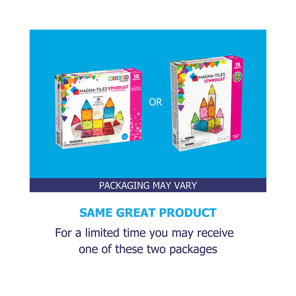 MAGNA-TILES Stardust 15-Piece Magnetic Construction Set, The ORIGINAL Magnetic Building Brand