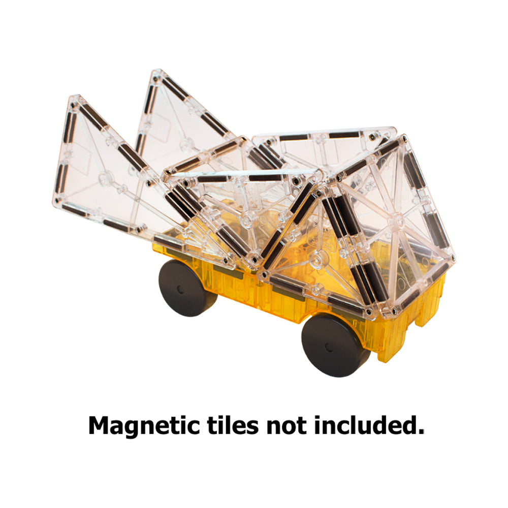 MAGNA-TILES Cars – Green & Yellow 2-Piece Magnetic Construction Set, The ORIGINAL Magnetic Building