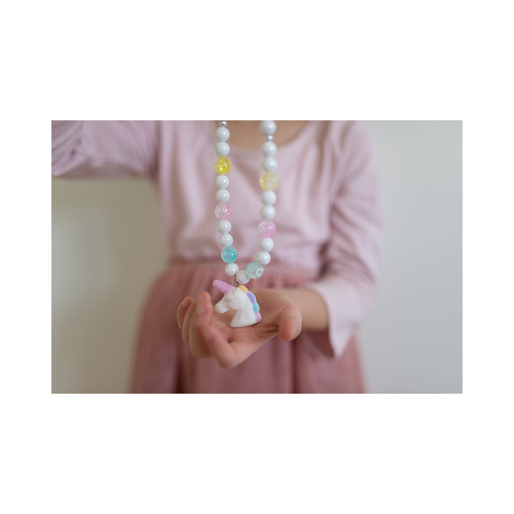 White Unicorn Necklace and Bracelet Set 2pc