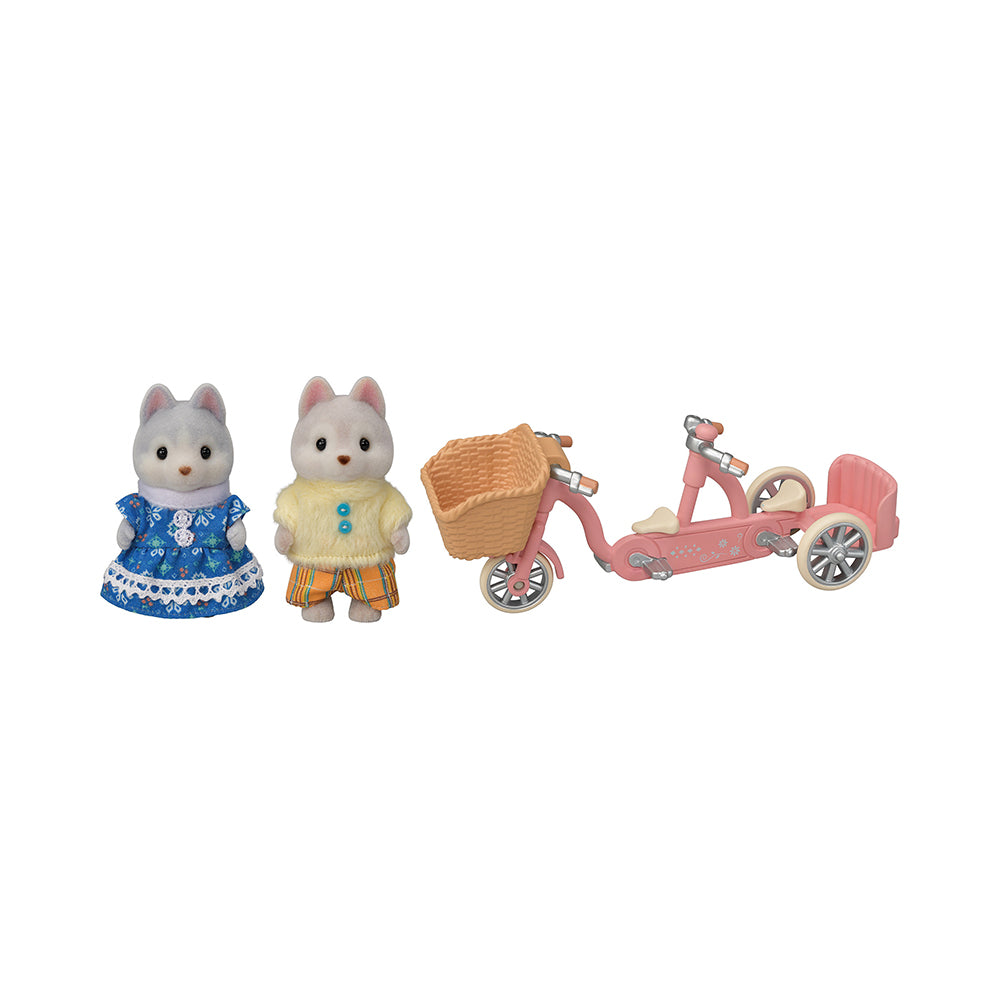 Calico Critters Husky Sister & Brother Tandem Cycling Set