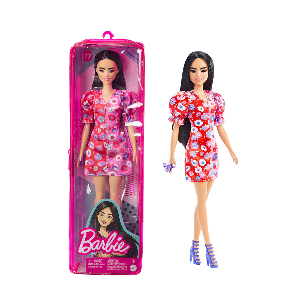 Barbie Fashionistas Doll 177 with Long Black Hair & Floral Dress