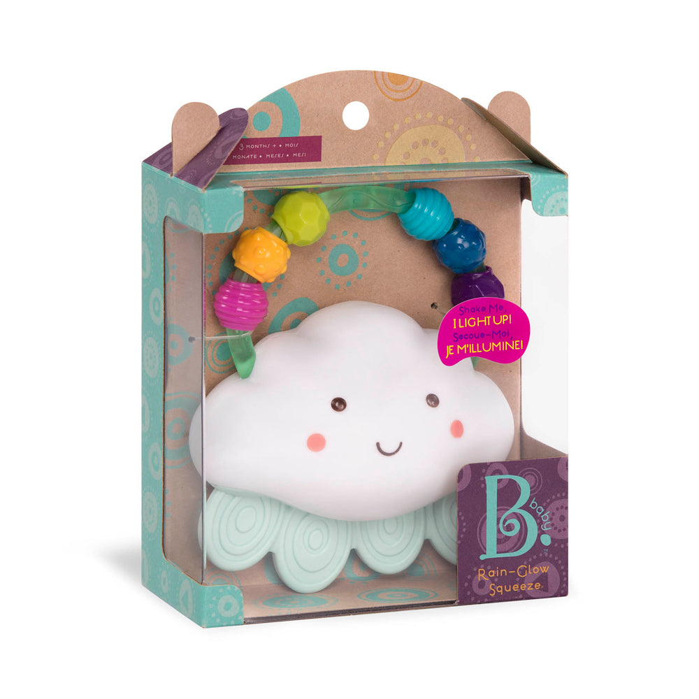 B.Toys Rain-Glow Squeeze Light Up Baby Rattle