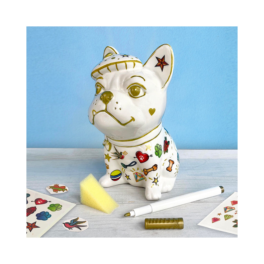 Bright Stripes Tattoo A Frenchie Ceramic Bank