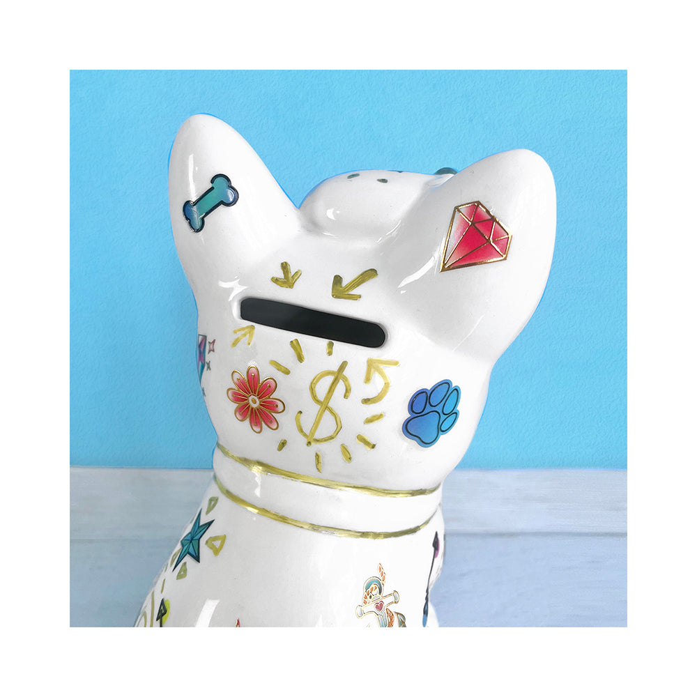 Bright Stripes Tattoo A Frenchie Ceramic Bank