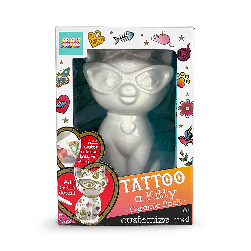 Bright Stripes Tattoo A Kitty Ceramic Bank