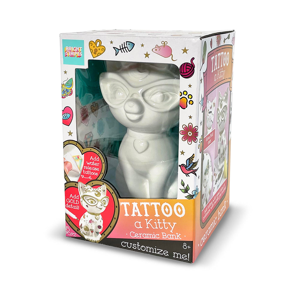 Bright Stripes Tattoo A Kitty Ceramic Bank