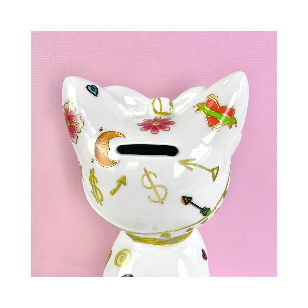 Bright Stripes Tattoo A Kitty Ceramic Bank