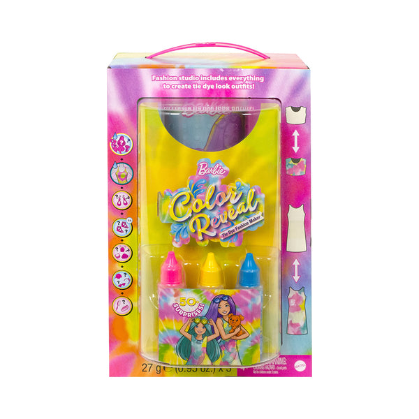 Barbie Doll Color Reveal Gift Set, Tie-dye Fashion Maker With 2 Barbie 