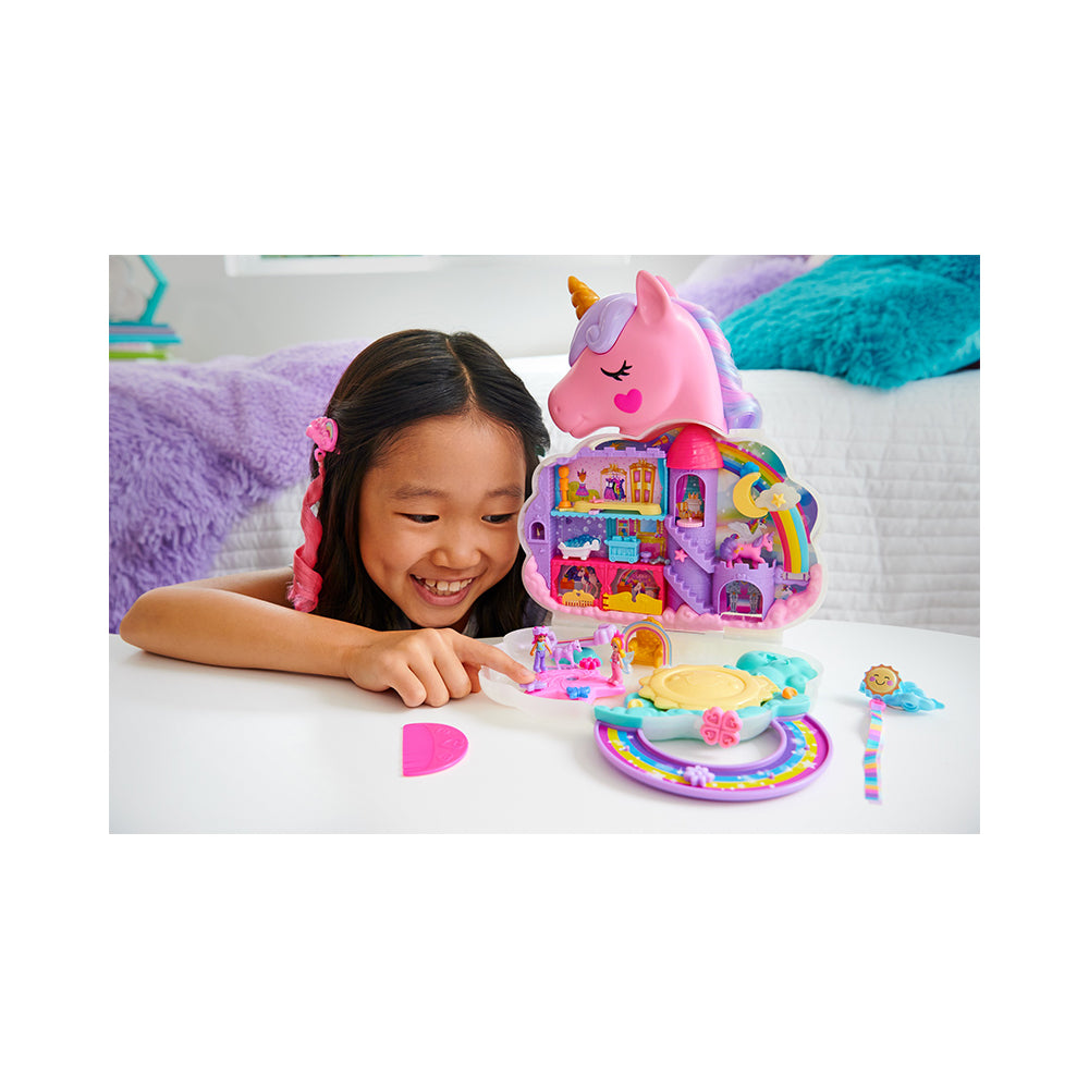 Polly Pocket Rainbow Unicorn Salon Playset With 2 Micro Dolls, Styling Head And 20+ Accessories