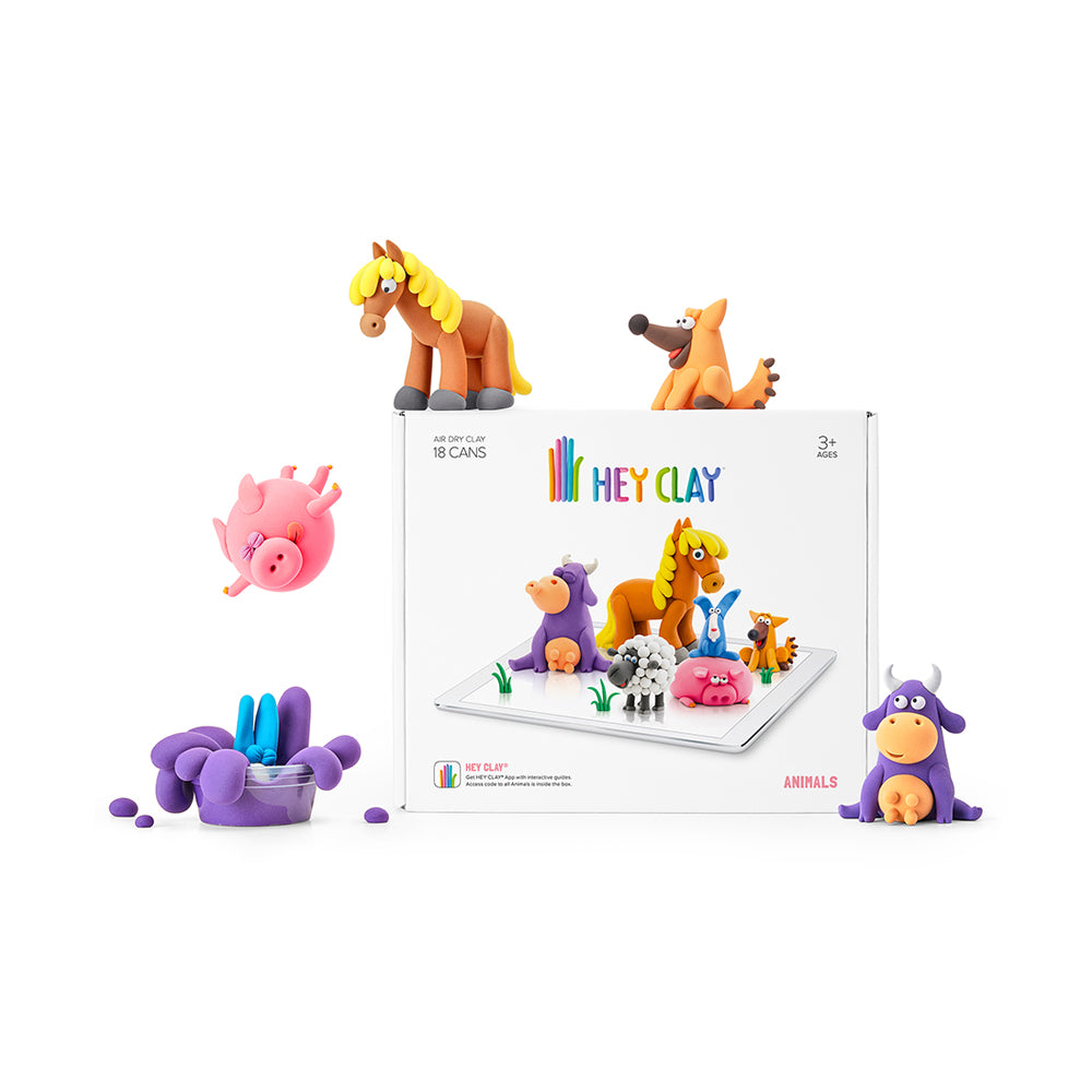 HEY CLAY Animals Air Dry Clay Modelling Kit with Interactive App