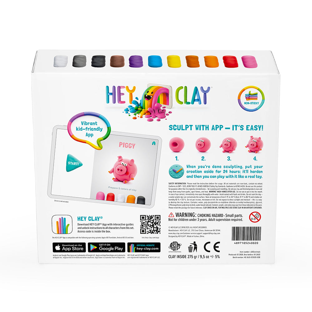 HEY CLAY Animals Air Dry Clay Modelling Kit with Interactive App