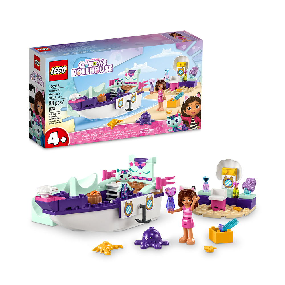 LEGO Gabby's Dollhouse Gabby & MerCat’s Ship & Spa 10786 Building Toy Set (88 Pieces)