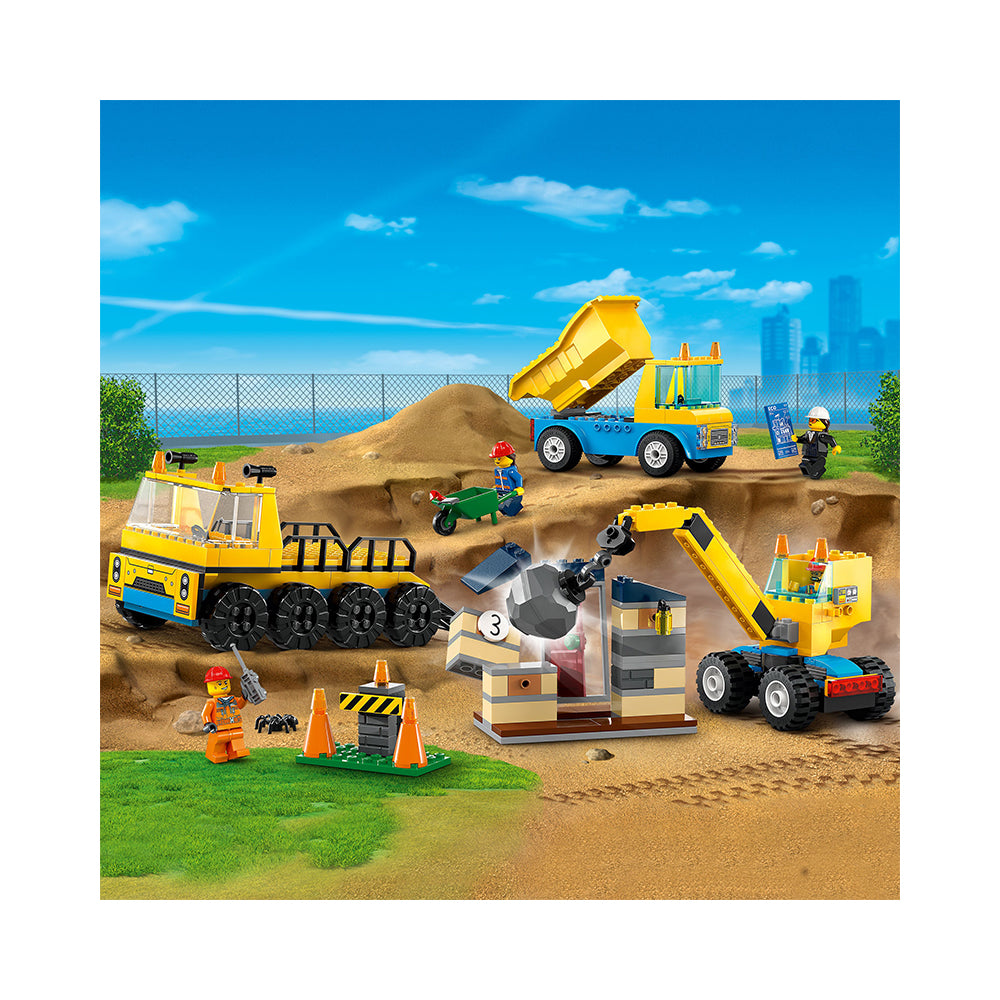 LEGO City Construction Trucks and Wrecking Ball Crane 60391 (235 Pieces)