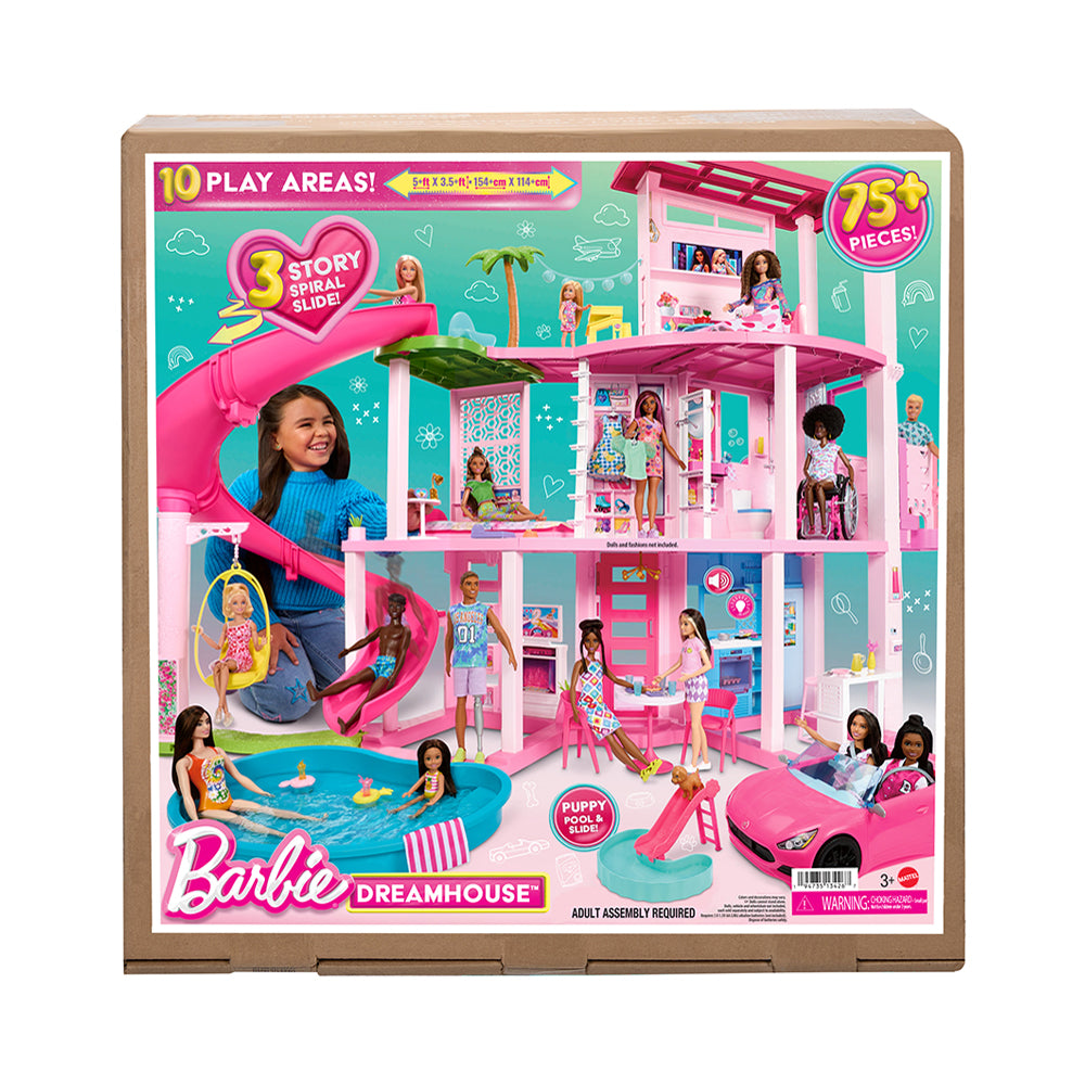 Barbie Dreamhouse, 75+ Pieces, Pool Party Doll House With 3 Story Slide