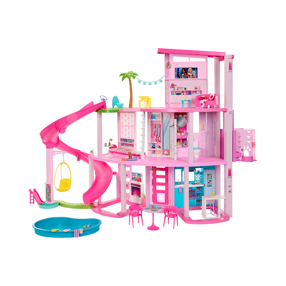 Barbie Dreamhouse, 75+ Pieces, Pool Party Doll House With 3 Story Slide