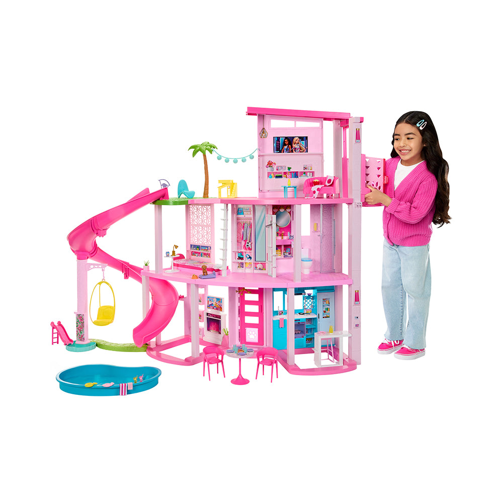 Barbie Dreamhouse, 75+ Pieces, Pool Party Doll House With 3 Story Slide