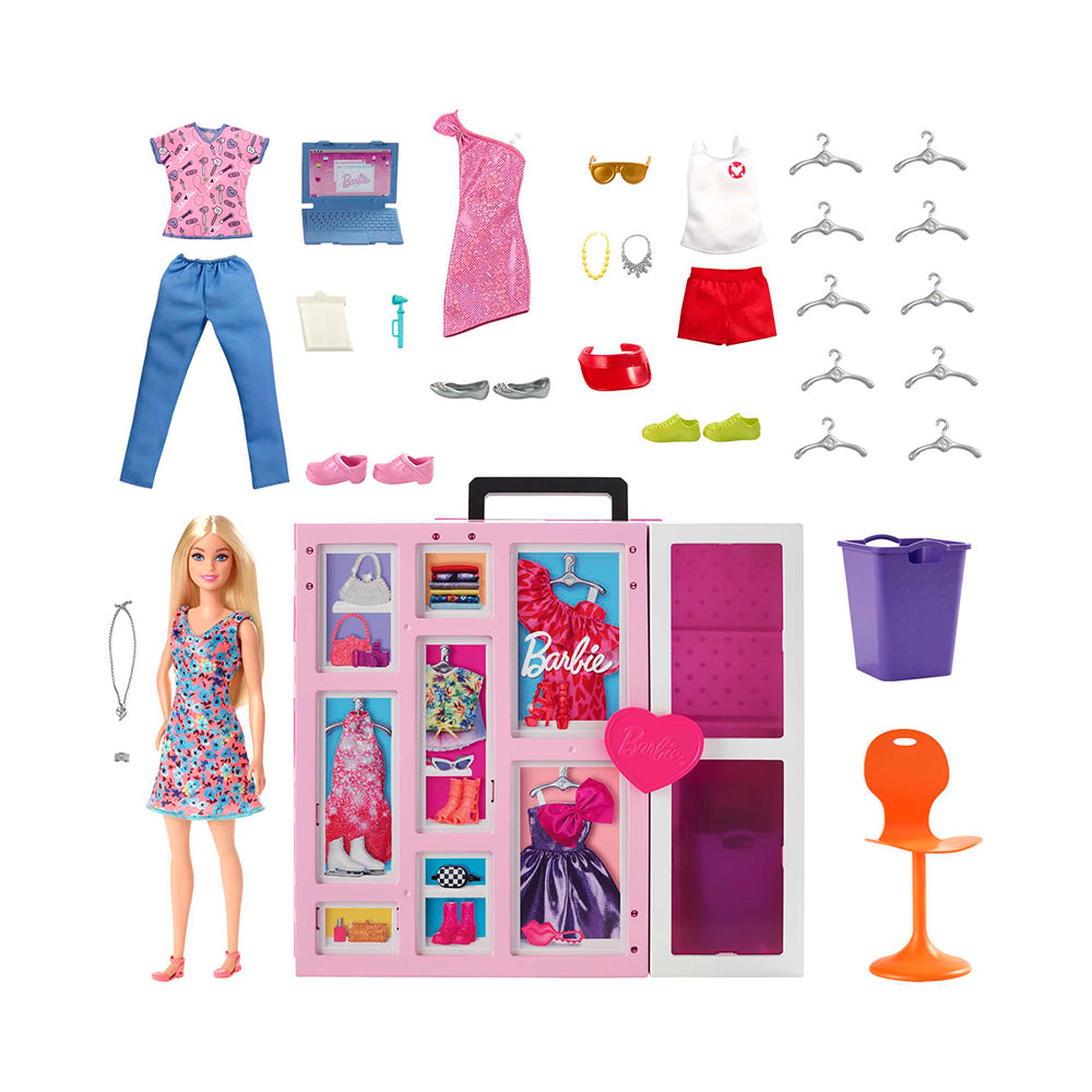 Barbie Doll And Dream Closet Set With Clothes And Accessories