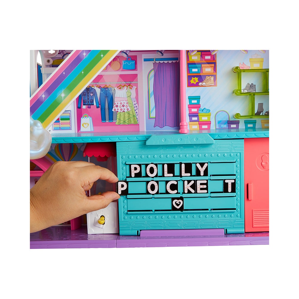 Polly Pocket Sweet Adventures Rainbow Mall, 3 Floors, 35+ Accessories