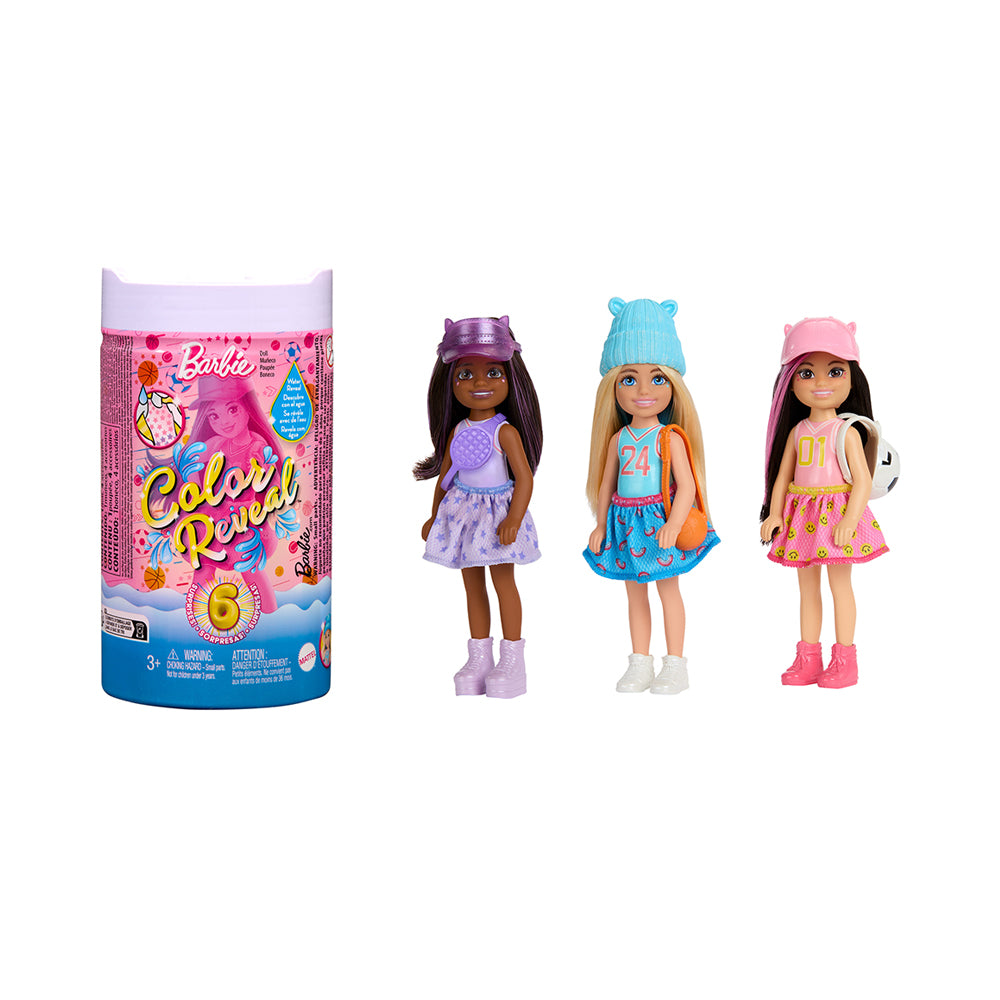 Barbie Color Reveal Sporty Series Chelsea Small Doll With 6