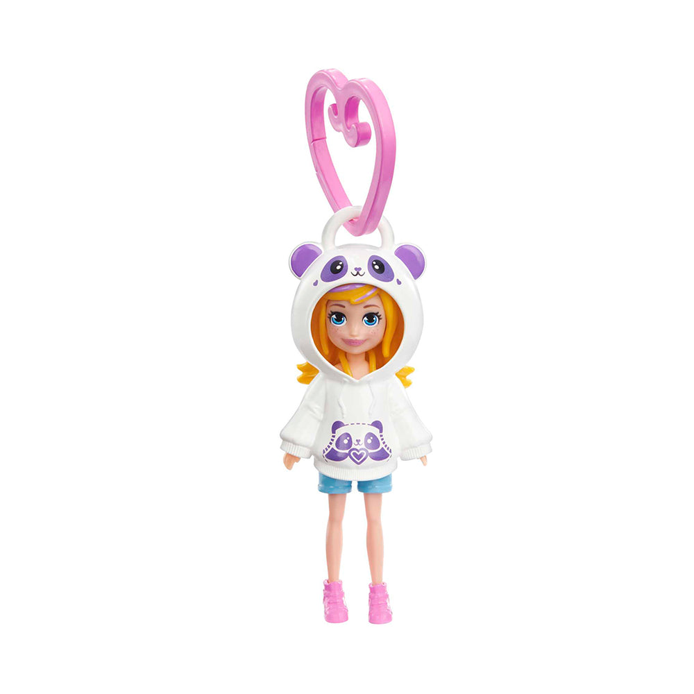 Polly Pocket Travel Toys, Friend Clips Doll With Animal Hoodie And Heart-Shaped Clip