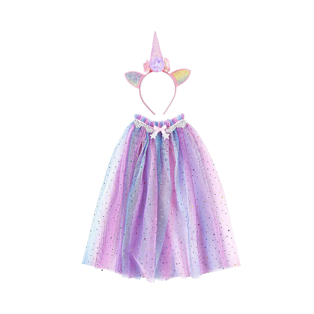 Rainbow Unicorn Cape & Headband, Multi, Size 4-6