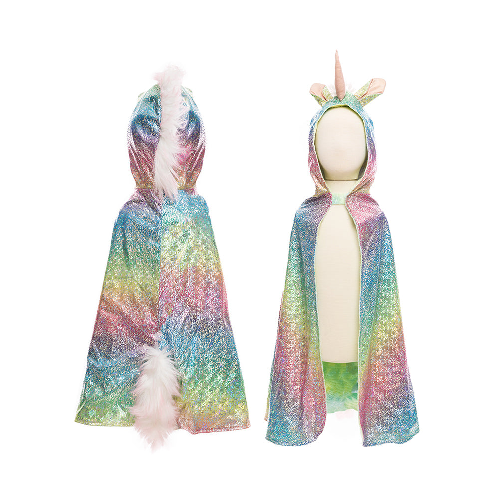 Rainbow Reversible Unicorn Dragon Cape, Size 5-6