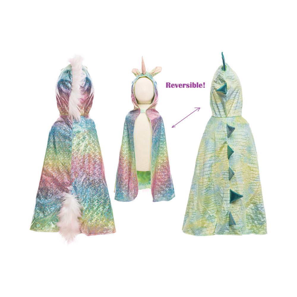 Reversible Rainbow Unicorn/Dragon Cape - Size 5-6 - Toy Sense