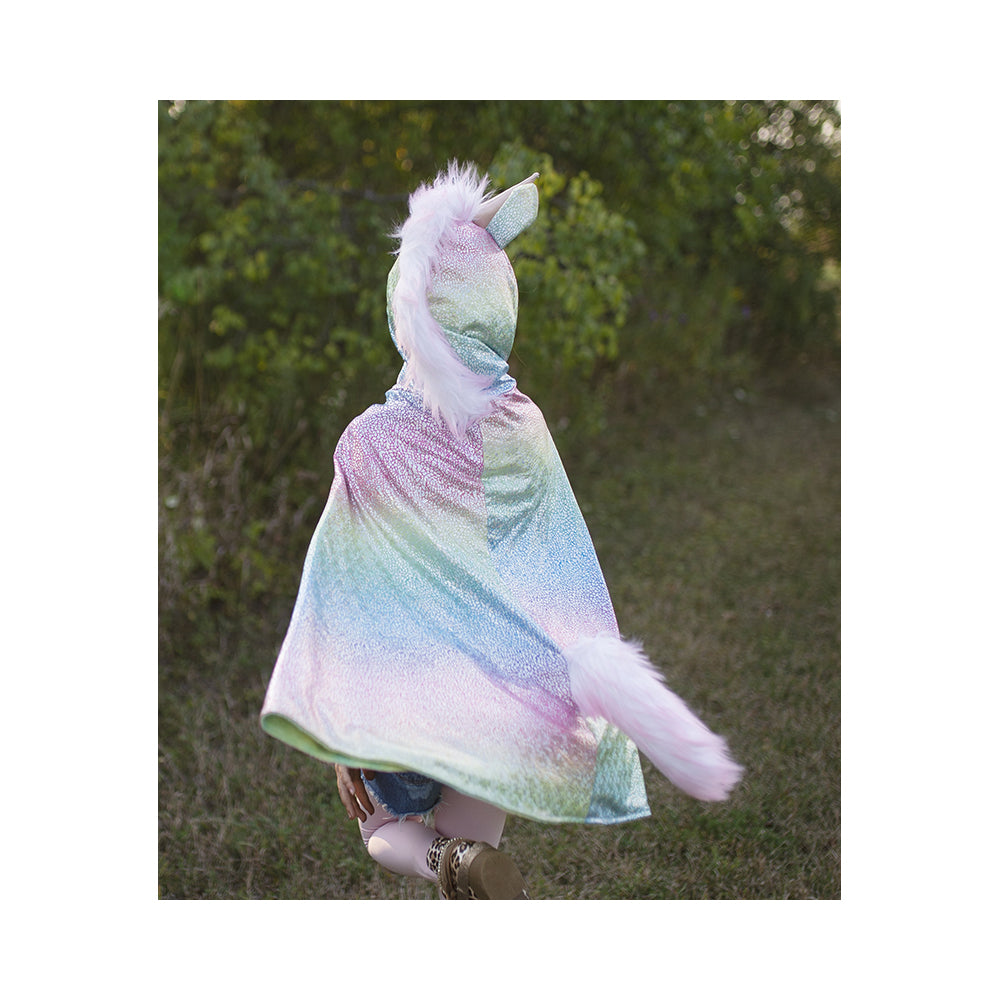 Rainbow Reversible Unicorn Dragon Cape, Size 5-6