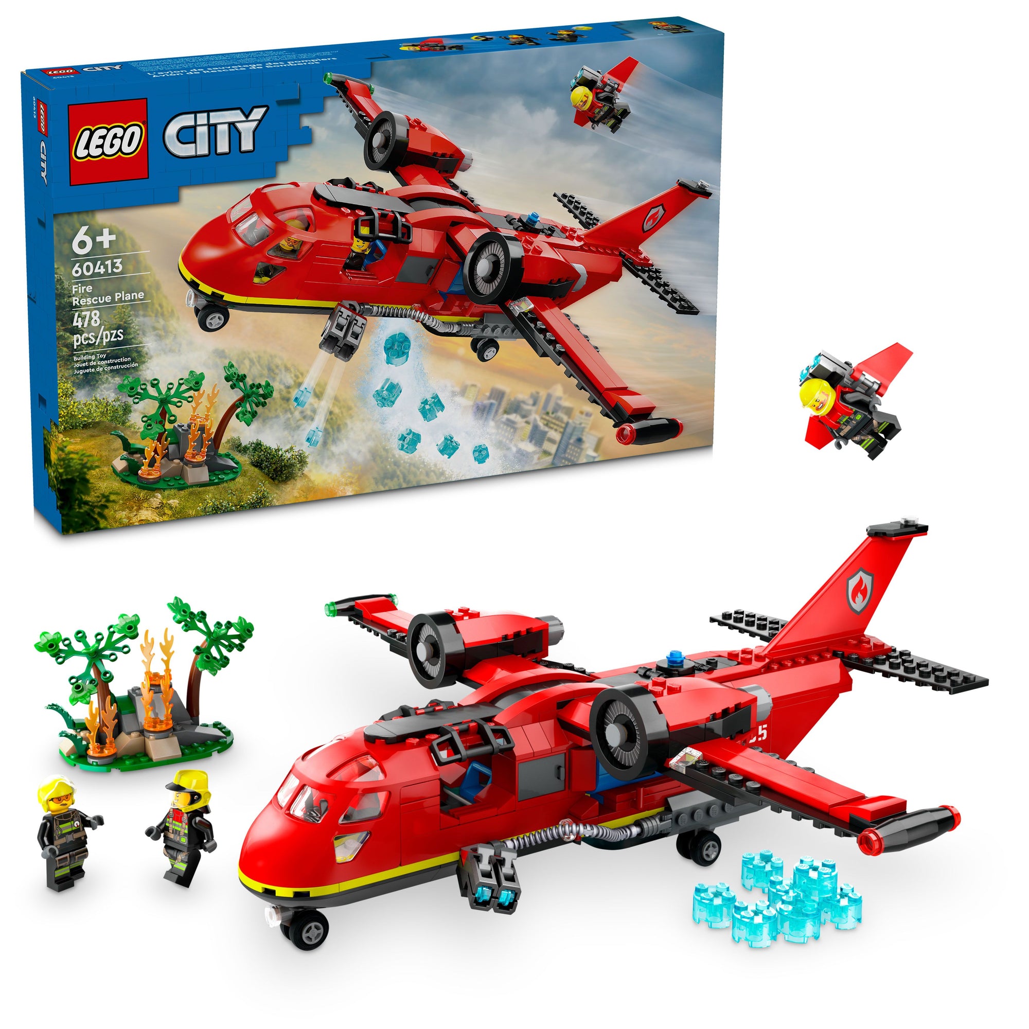 LEGO City Fire Rescue Plane Toy for Kids Set 60413