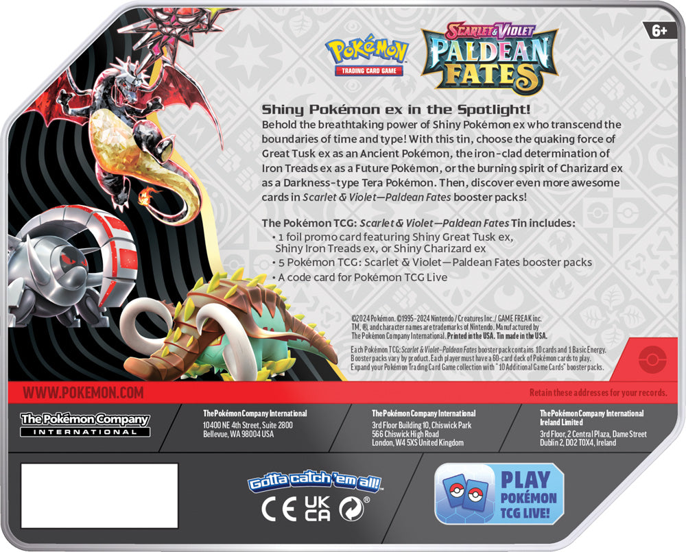 Pokémon Tcg: Scarlet & Violet - Paldean Fates Tin