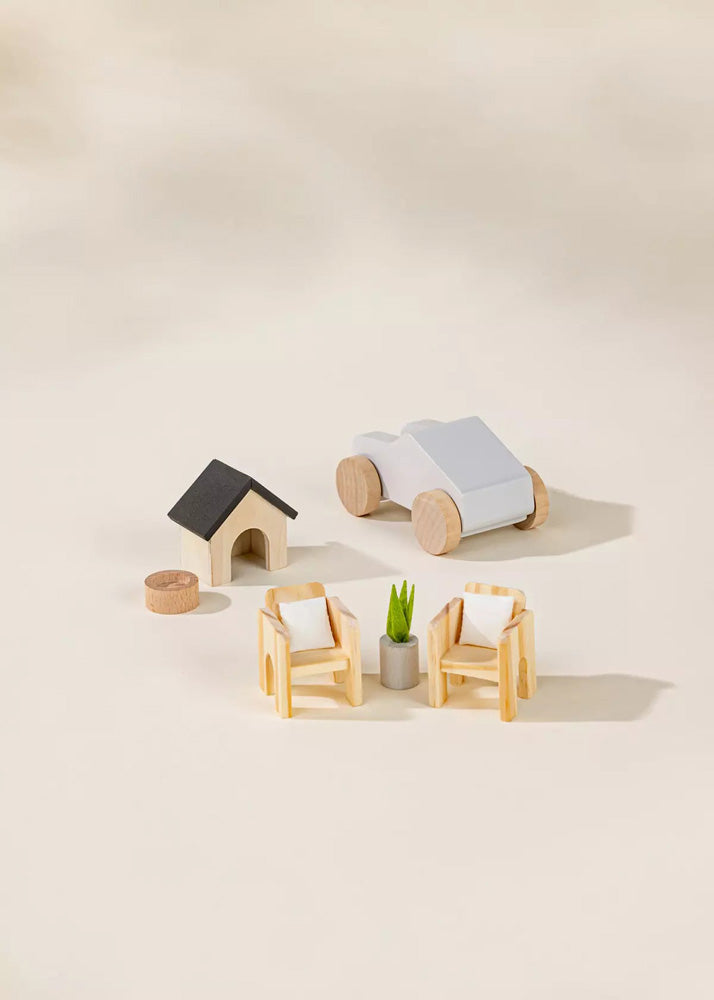 Coco Village Wooden Doll House Outdoor Furniture  (8pcs)