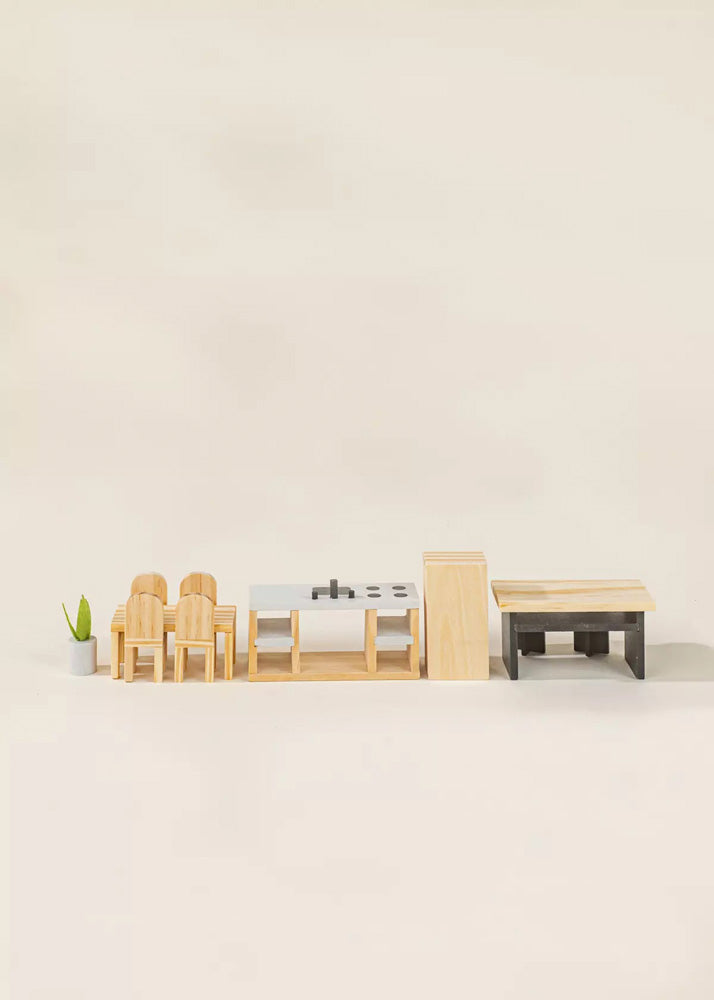 Coco Village Wooden Doll House Kitchen Furniture  (12 pcs)