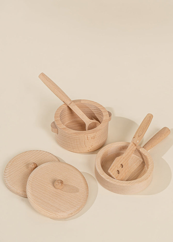 Coco Village Wooden Pots and Pans Playset (6 Pcs)