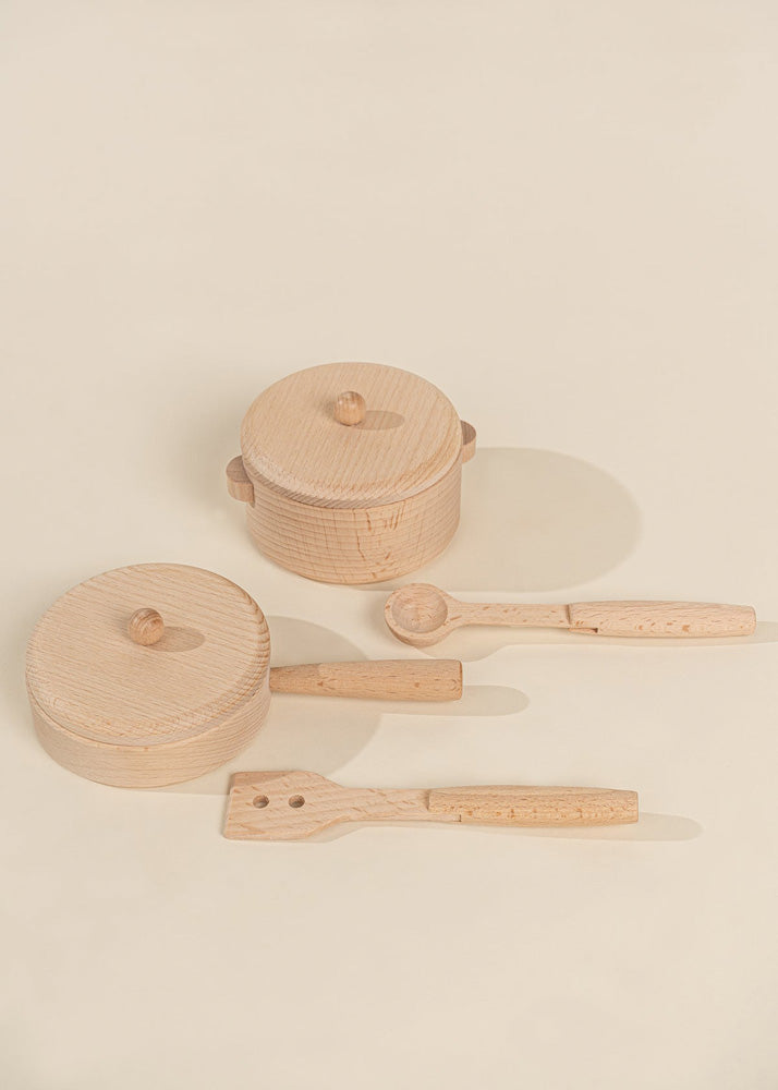 Coco Village Wooden Pots and Pans Playset (6 Pcs)