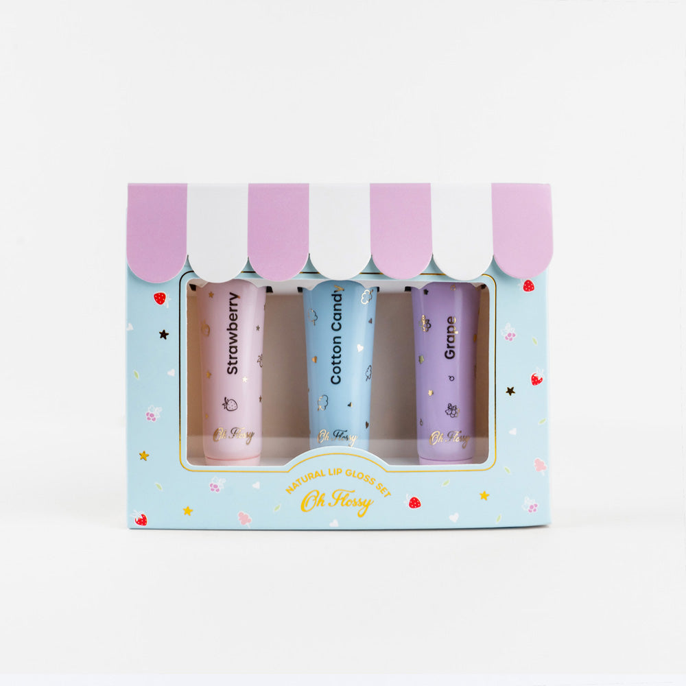 Oh Flossy Natural Lip Gloss Set (set of 3)