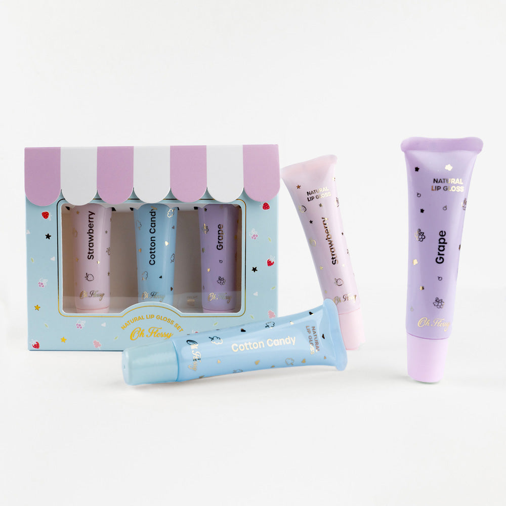 Oh Flossy Natural Lip Gloss Set (set of 3)