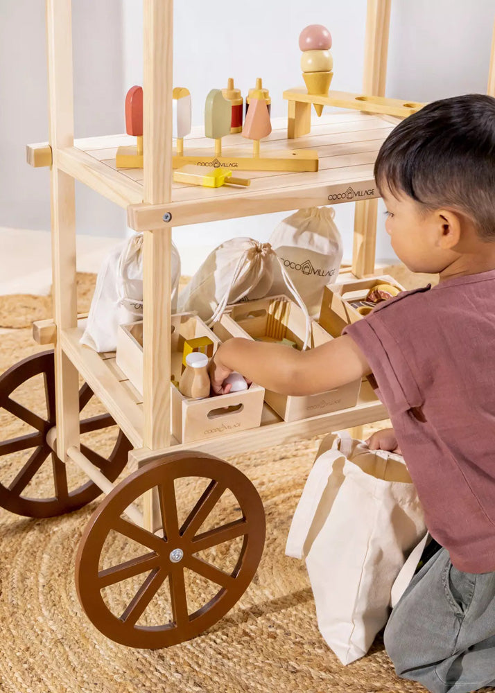 Coco Village Mini Wooden Play Market Stand