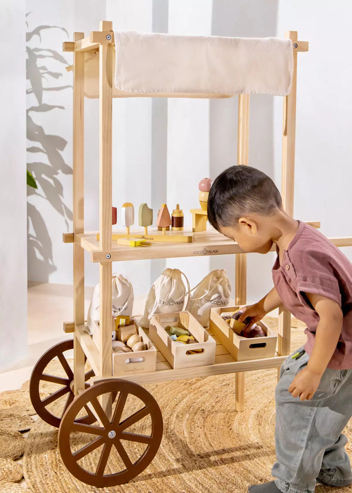 Coco Village Mini Wooden Play Market Stand