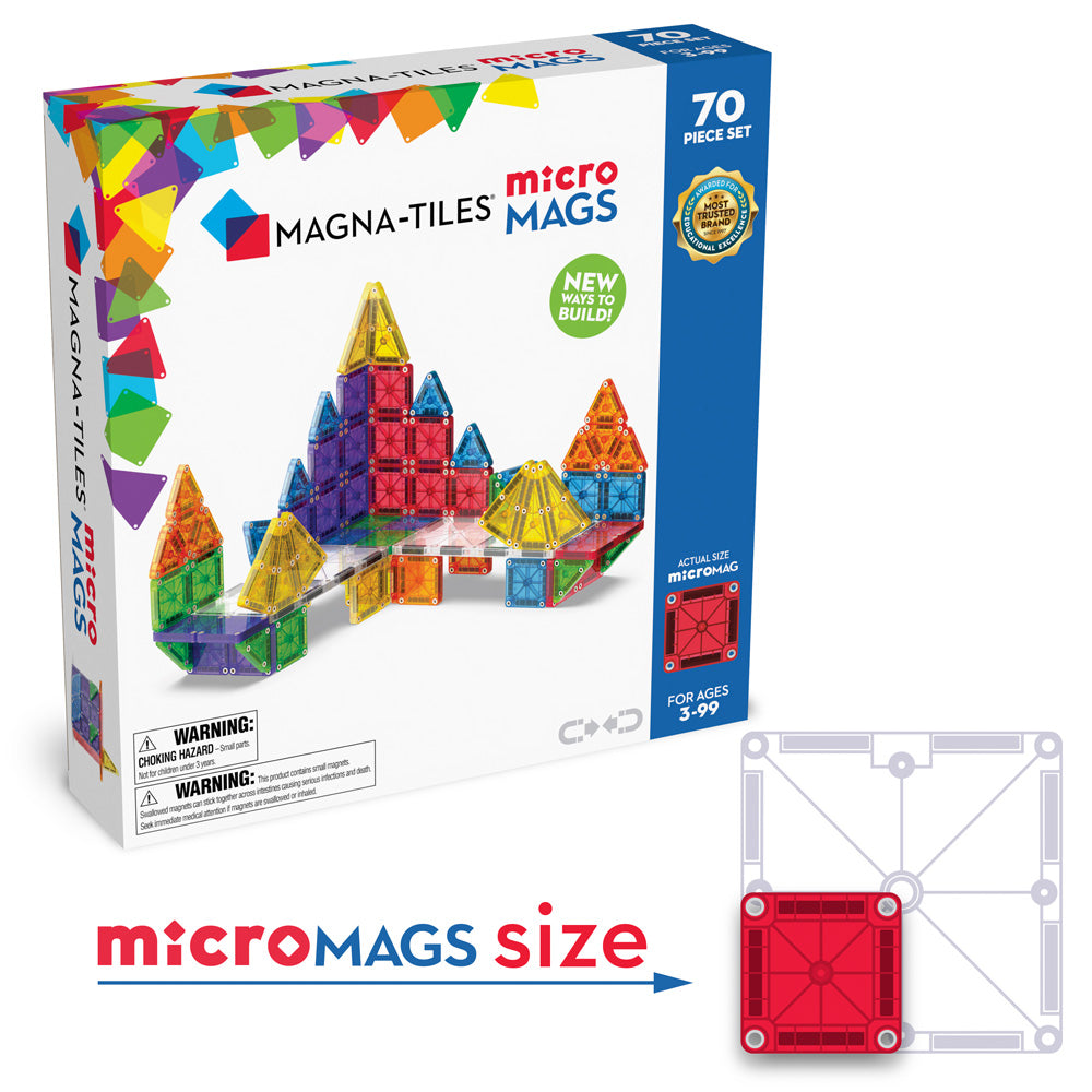 MAGNA-TILES®  microMAGS 70-Piece Deluxe Magnetic Construction Set, The ORIGINAL Magnetic Brand