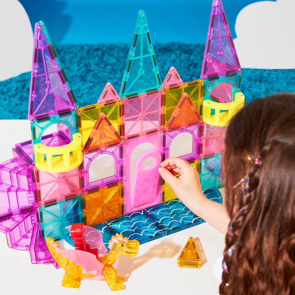 MAGNA-TILES® Castle DLX 48-Piece Magnetic Construction Set, The ORIGINAL Magnetic Building Brand