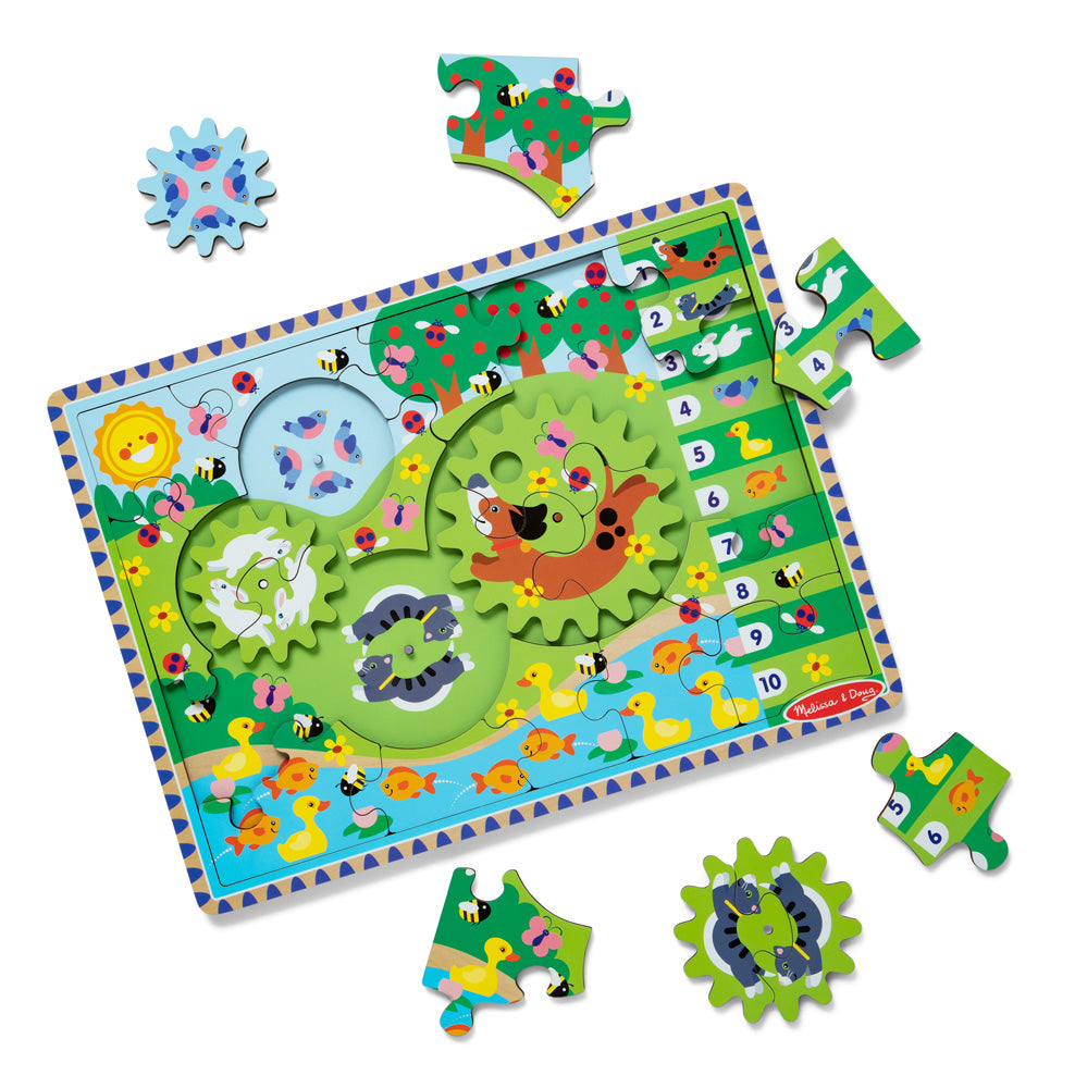 Melissa & Doug Animal Chase I-Spy Wooden Gear Puzzle