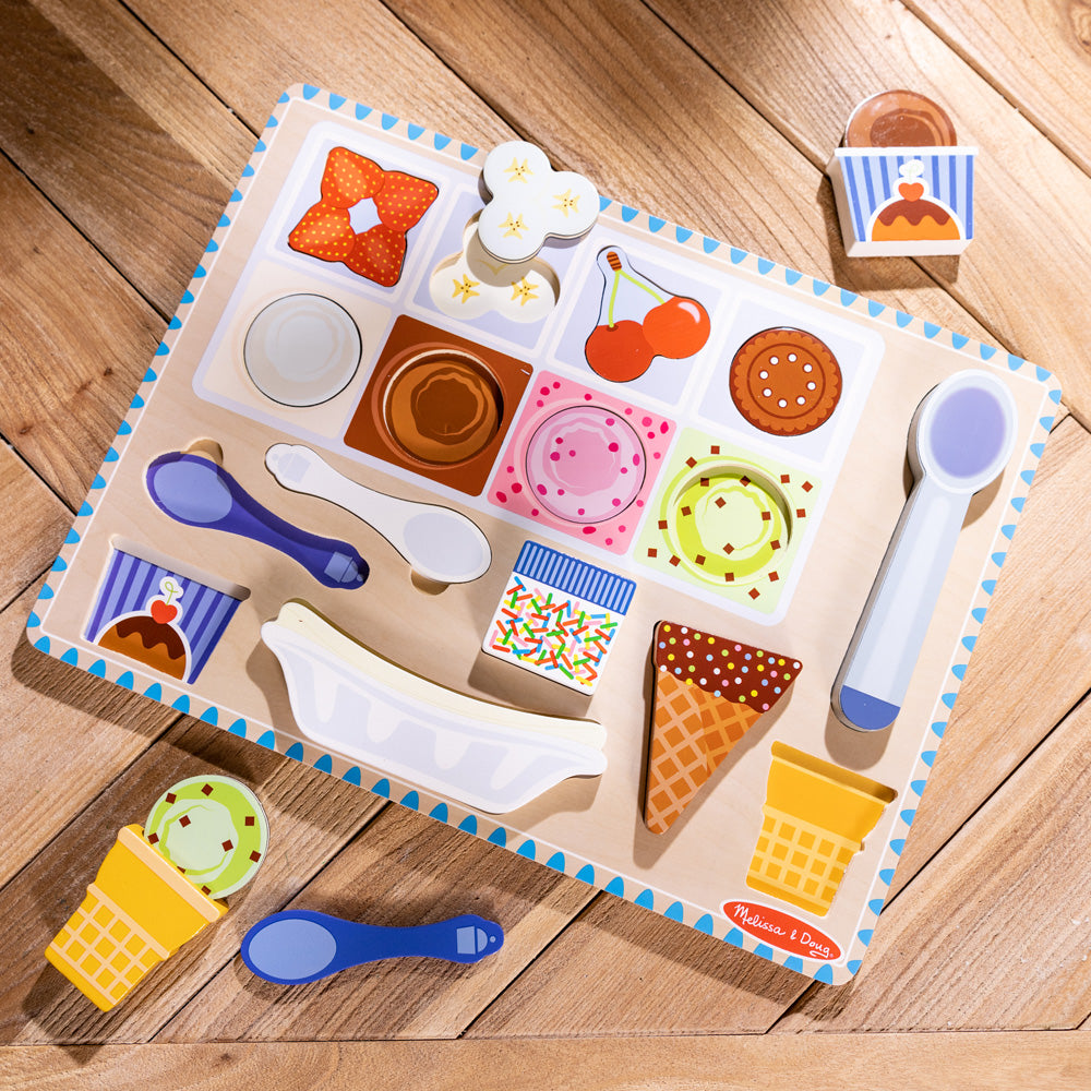 Melissa & Doug Wooden Magnetic Ice Cream Puzzle & Play Set