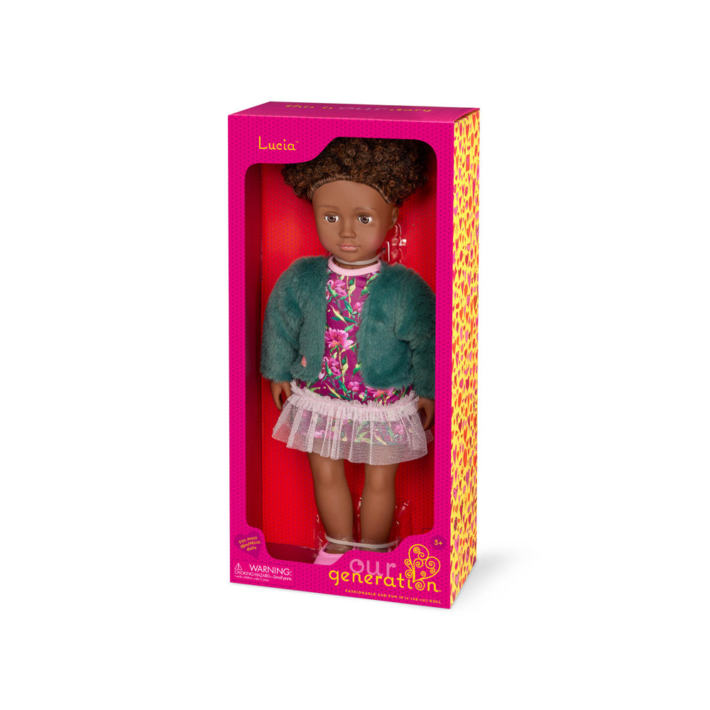 Our Generation Lucia 18" Doll With Green Coat Outfit